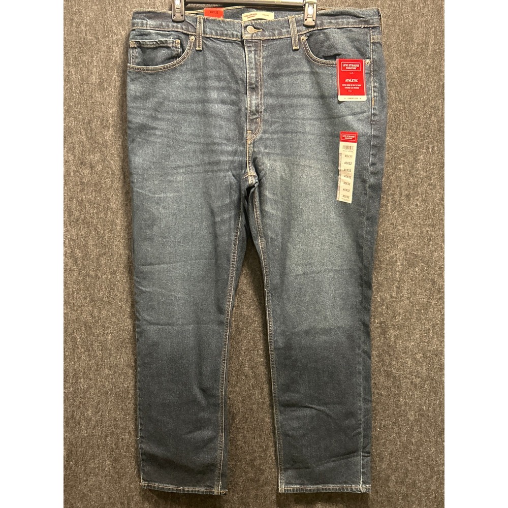 Levi Strauss Signature Athletic Jeans Mens 40x32 Blue NEW Tapered Comfort Flex